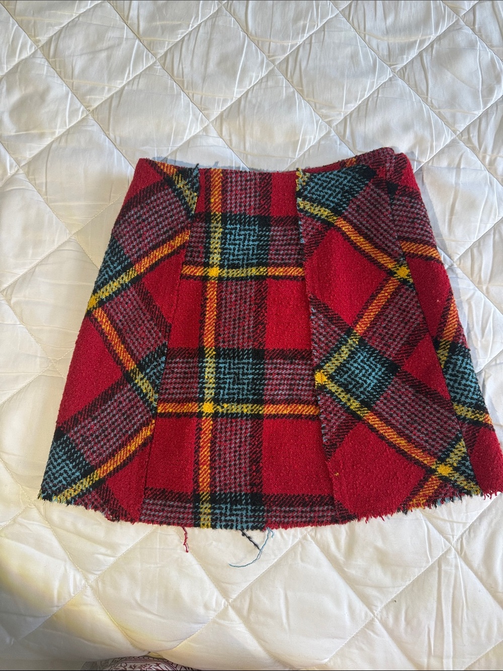 Urban Outfitters Red Plaid Mini Skirt with Black Buckle Straps - Picture 2 of 4